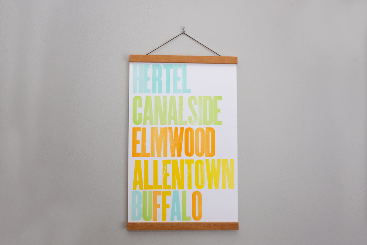 Letterpress poster of Buffalo Areas